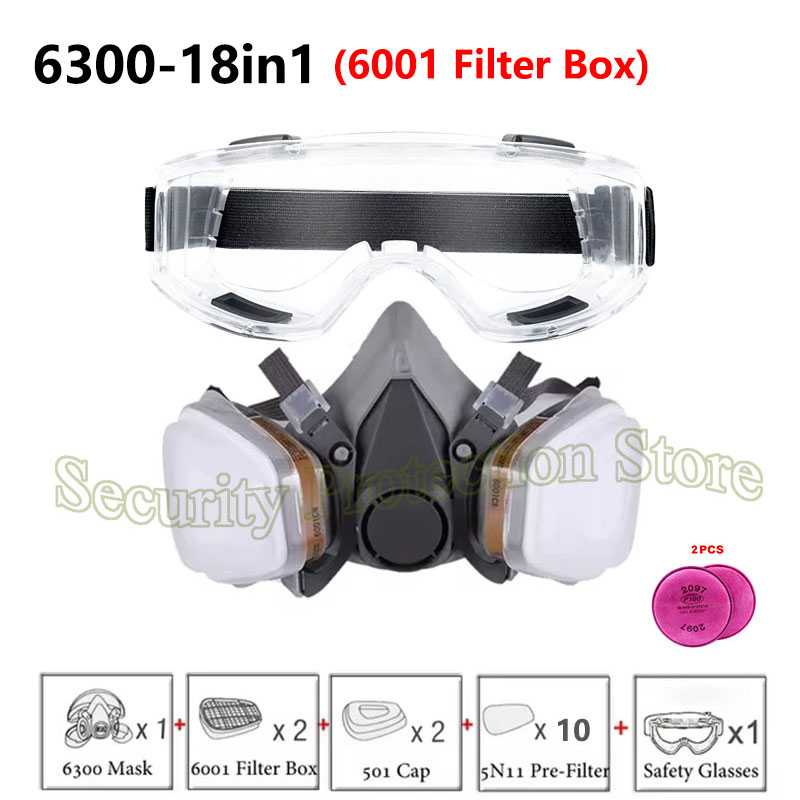 6300 Dust Gas Mask With 6001/6 - Respirator Half Face recension och pris