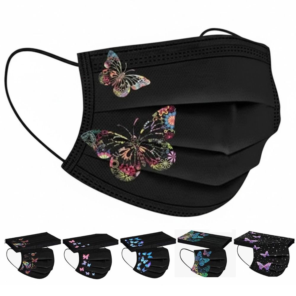 10pcs Colorful Butterfly Print - Cloth Face Mask Washable recension och pris