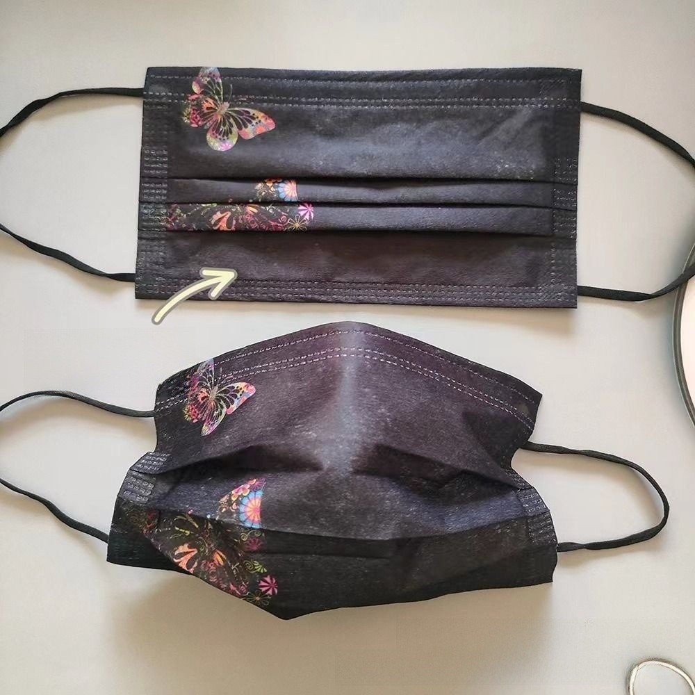 10pcs Colorful Butterfly Print - Cloth Face Mask Washable recension och pris
